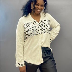 Animal Print Contrast Top